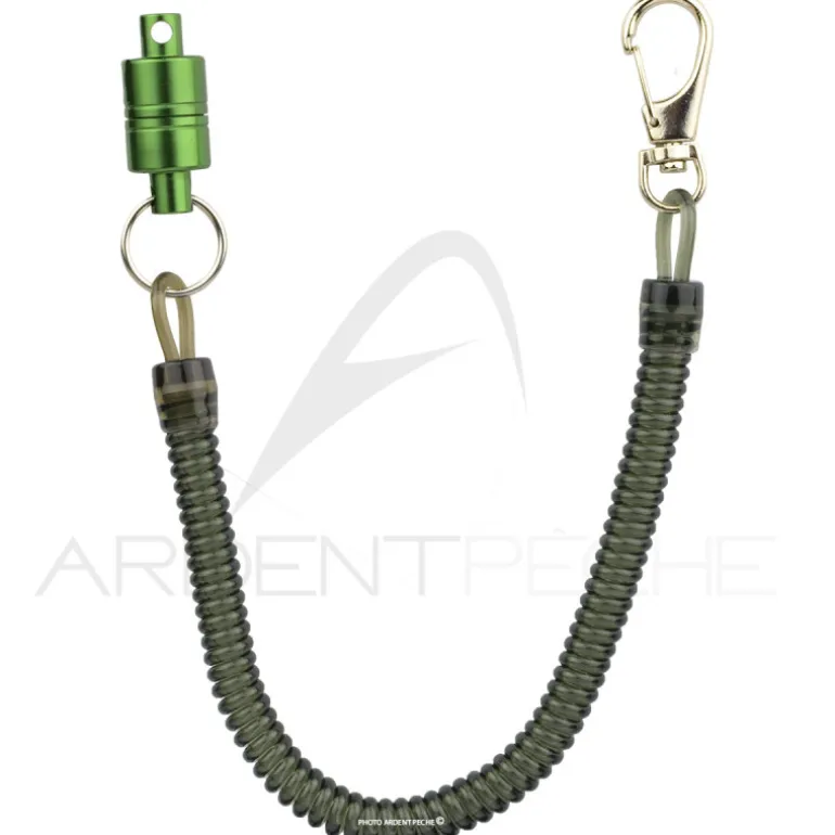 Attache magnétique pour épuisette avec cordon et mousqueton AP