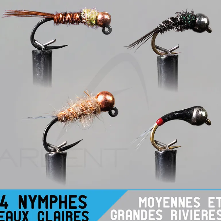 Montage nymphe GARBOLINO Moyennes et grandes rivières / eaux claires Set x4