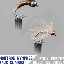 Montage nymphe GARBOLINO Eaux fortes profondes / eaux claires Set x4
