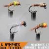 Montage nymphe GARBOLINO Moyennes et grandes rivières / eaux teintées Set x4