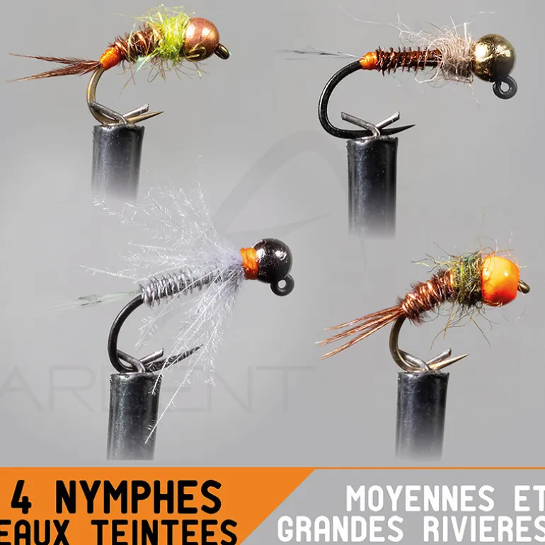 Montage nymphe GARBOLINO Moyennes et grandes rivières / eaux teintées Set x4