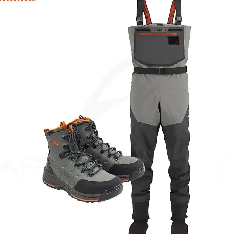 Pack waders SIMMS Freestone Smoke + chaussures feutre