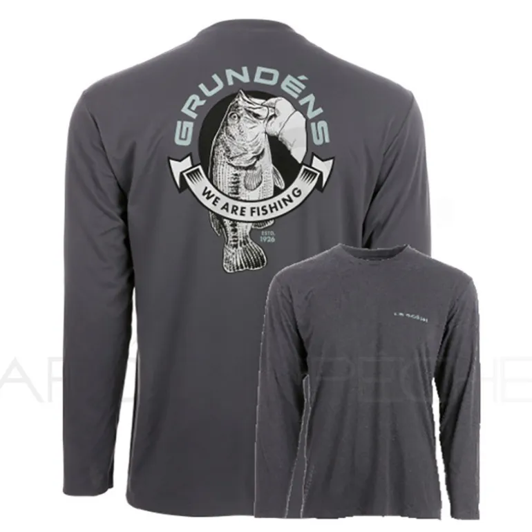 T Shirt GRUNDENS Tech tee LS bass print anchor