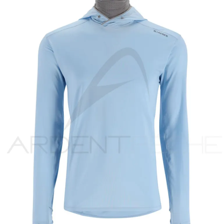 Tee shirt à capuche SIMMS Solarflex guide hoody Sky/Cinder