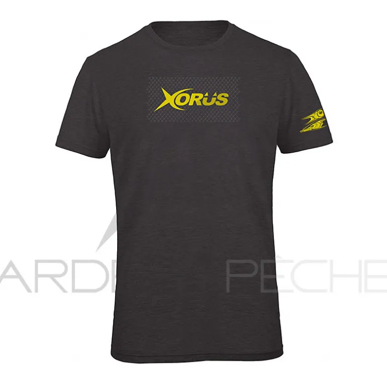 Tee shirt ULTIMATE FISHING Xorus gris anthracite chine et jaune