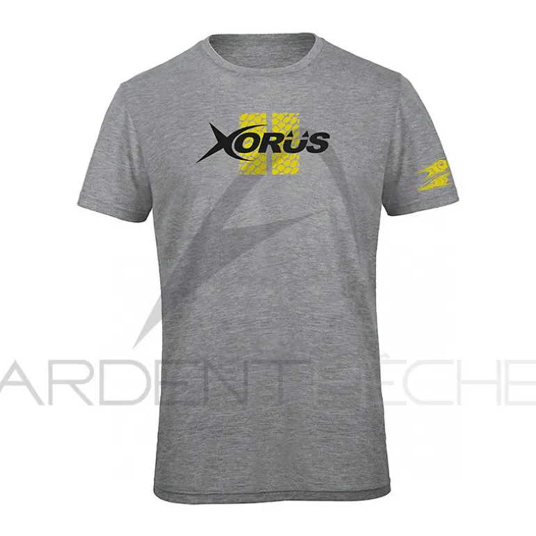 Tee shirt ULTIMATE FISHING Xorus gris clair chine et jaune