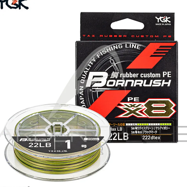 Tresse YGK Bornrush WX8 PE Rubber custom 200m